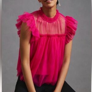 Anthropologie pink Sunday in Brooklyn poofy top!